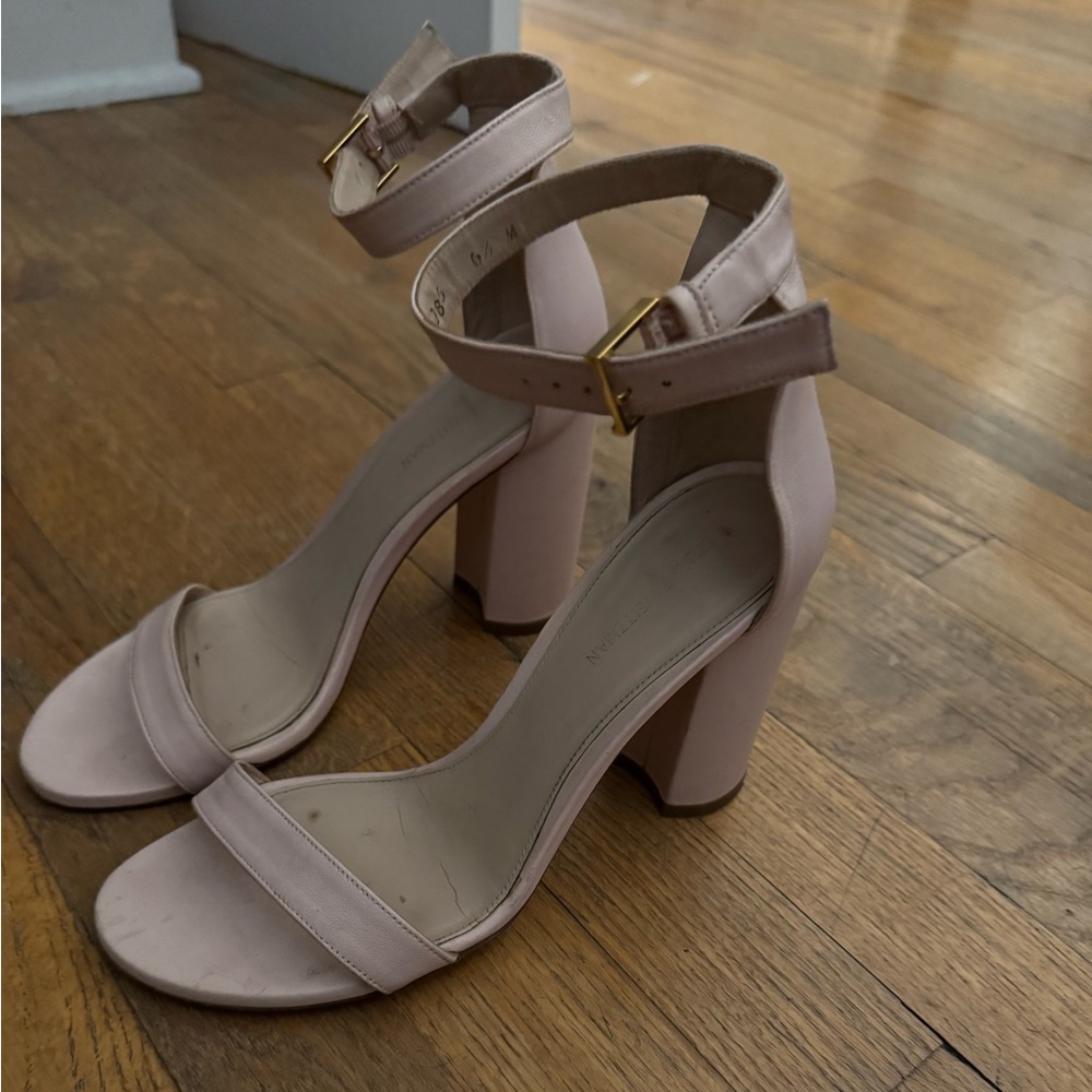 Stuart Weitzman Pink Block Heel Sandals